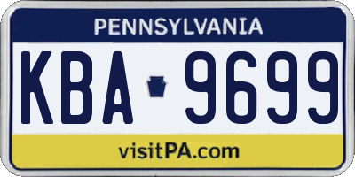 PA license plate KBA9699