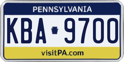 PA license plate KBA9700
