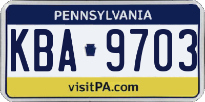 PA license plate KBA9703