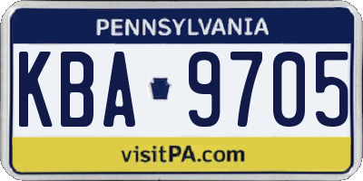 PA license plate KBA9705
