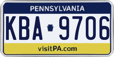 PA license plate KBA9706