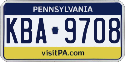 PA license plate KBA9708