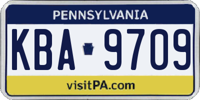 PA license plate KBA9709