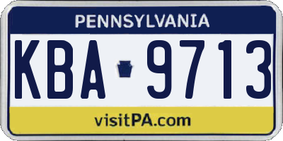 PA license plate KBA9713