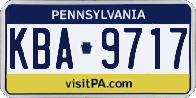 PA license plate KBA9717