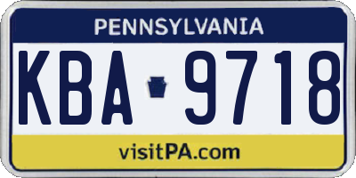 PA license plate KBA9718