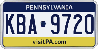PA license plate KBA9720