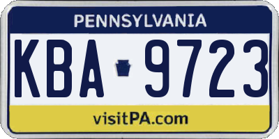 PA license plate KBA9723