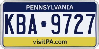 PA license plate KBA9727