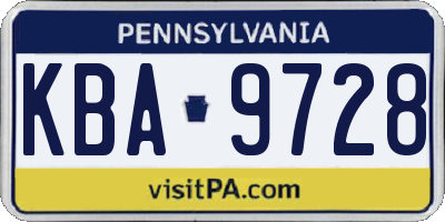 PA license plate KBA9728