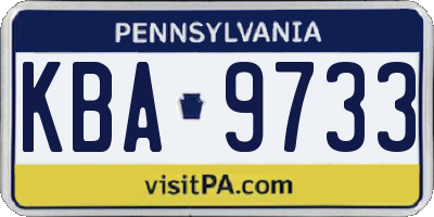 PA license plate KBA9733