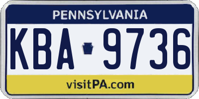 PA license plate KBA9736
