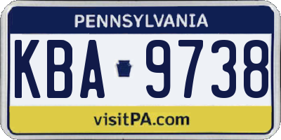 PA license plate KBA9738