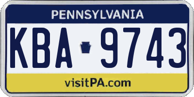 PA license plate KBA9743