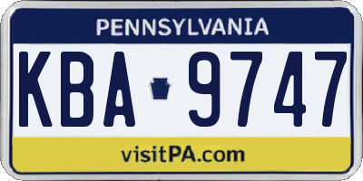 PA license plate KBA9747