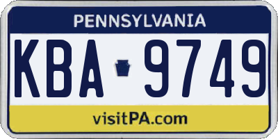 PA license plate KBA9749