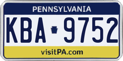 PA license plate KBA9752