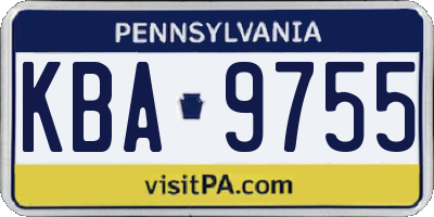 PA license plate KBA9755