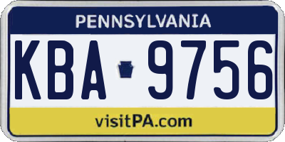 PA license plate KBA9756