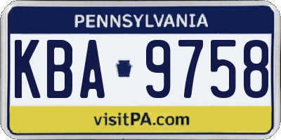 PA license plate KBA9758
