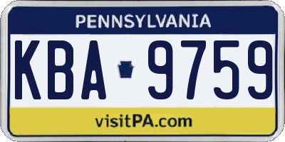 PA license plate KBA9759