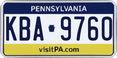 PA license plate KBA9760
