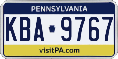 PA license plate KBA9767