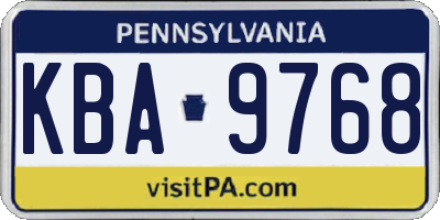 PA license plate KBA9768