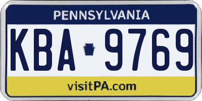PA license plate KBA9769