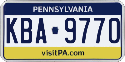 PA license plate KBA9770