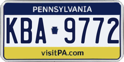 PA license plate KBA9772