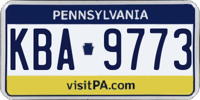 PA license plate KBA9773