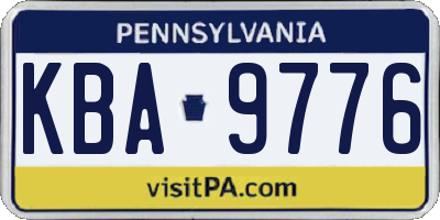 PA license plate KBA9776