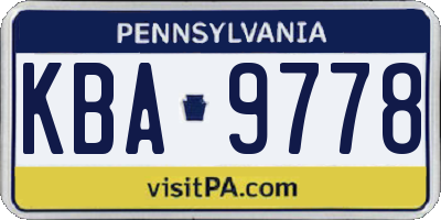 PA license plate KBA9778