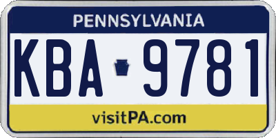 PA license plate KBA9781