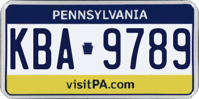 PA license plate KBA9789