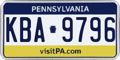 PA license plate KBA9796