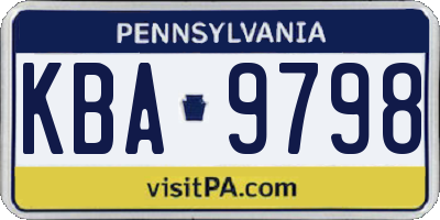PA license plate KBA9798