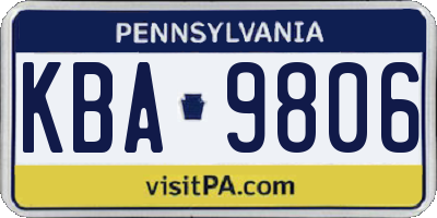 PA license plate KBA9806