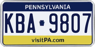PA license plate KBA9807