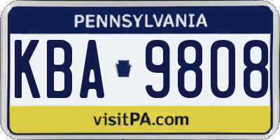 PA license plate KBA9808