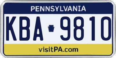 PA license plate KBA9810