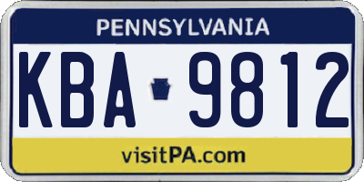 PA license plate KBA9812