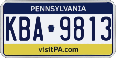 PA license plate KBA9813
