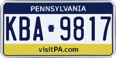 PA license plate KBA9817