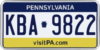 PA license plate KBA9822