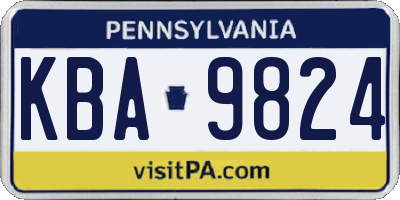 PA license plate KBA9824