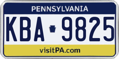 PA license plate KBA9825
