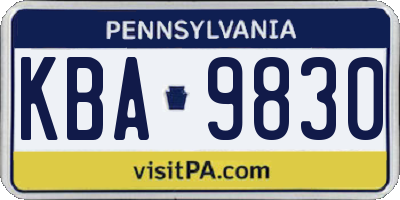 PA license plate KBA9830