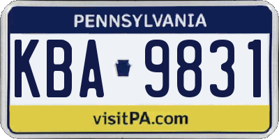 PA license plate KBA9831